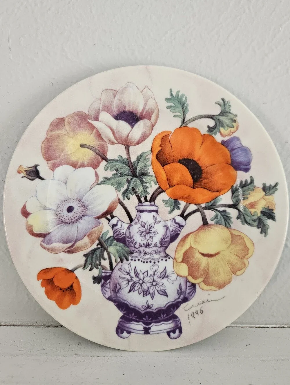 Vintage I. Godinger And Co Email De Limoges Decorative San Marino Floral Plate - Picture 2 of 6